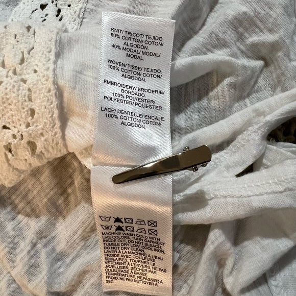 Lucky Brand White Sleeveless Boho Lace Tassel Top – 1X NWT - Picture 9 of 14